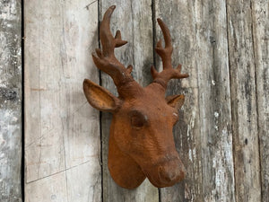 Cast Iron Rusty Stag's Head Statue