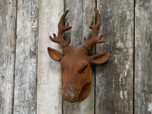 Load image into Gallery viewer, Cast Iron Rusty Stag&#39;s Head Statue