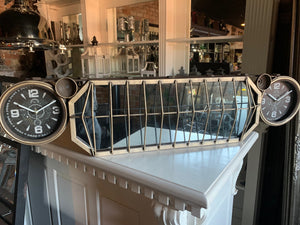 Industrial Style Mirror with Two Clocks
