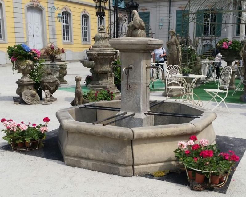 Cast Stone Provincial Style Fountain Including Metal Work