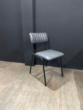 Load image into Gallery viewer, Industrial Vintage Ribbed Leather Dining Chair in Grey
