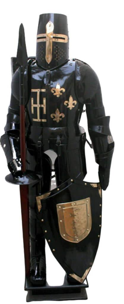 Huge Black and Brass Medieval Suit of Armour