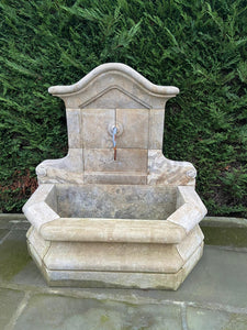 Cast Stone Half Hexagonal Provincial Style Water Fountain