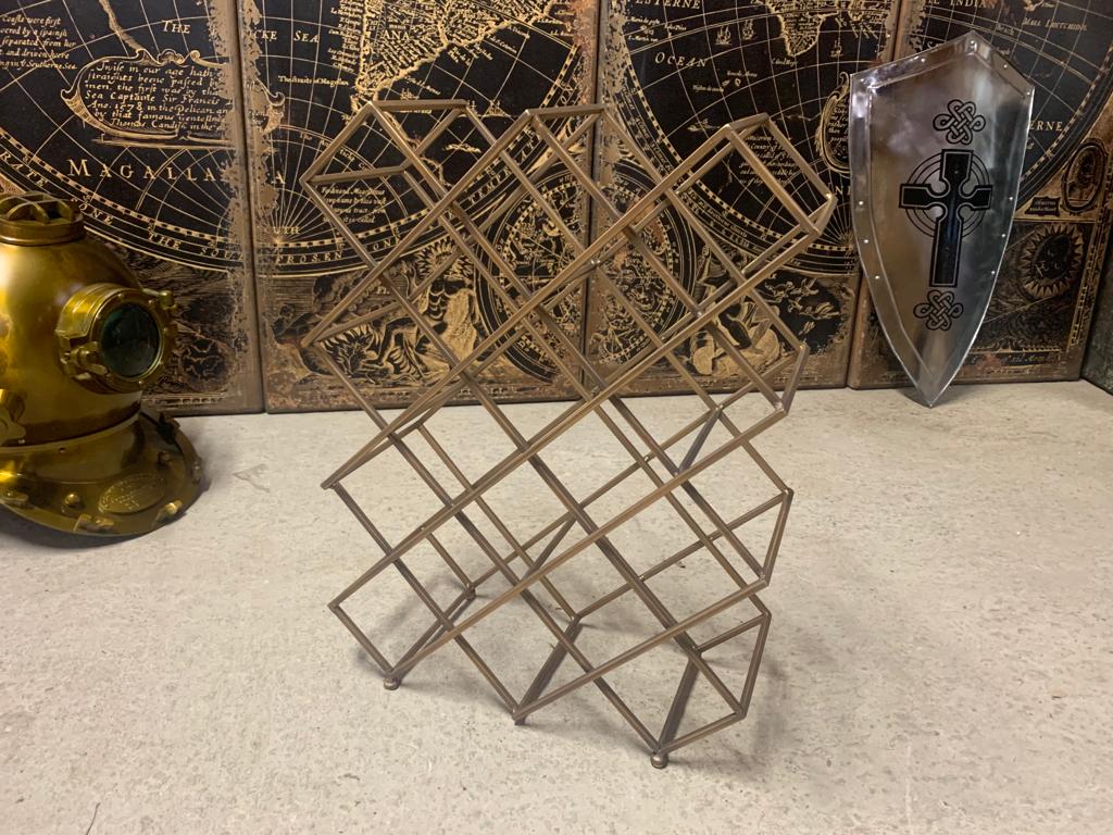 Exceptional Designer Wine Rack in a Brass Finish