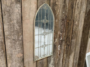 Metal Framed Pointed Arched French Mirror in Antique Finish