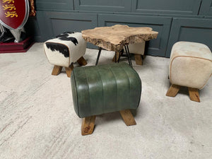 Small Green Leather Pommel Horse/Foot Stool
