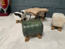 Load image into Gallery viewer, Small Green Leather Pommel Horse/Foot Stool