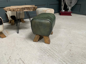 Small Green Leather Pommel Horse/Foot Stool