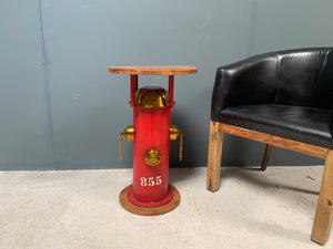 Industrial Metal Red Fire Hydrant Side Table