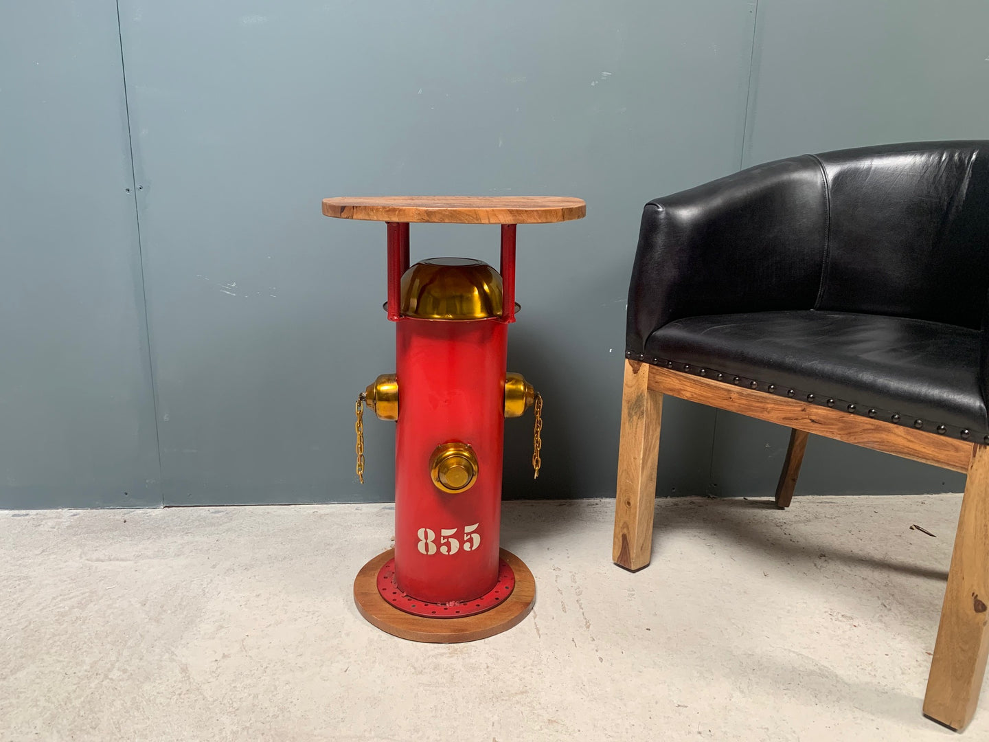 Industrial Metal Red Fire Hydrant Side Table
