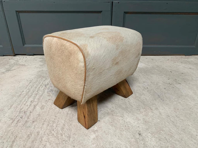 Small White Cow Hide Pommel Horse/Foot Stool