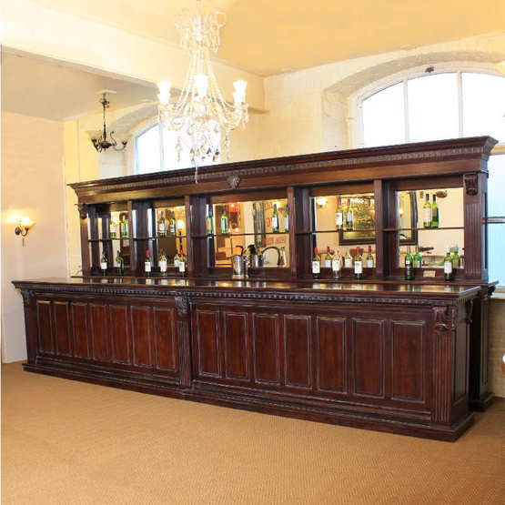 5.2m Period Mahogany Front Counter & Mirrored Back Bar (PRE ORDER NOW - BACK IN STOCK 8 WEEKS!)