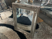 Load image into Gallery viewer, Wooden Framed Ornate Bevelled Mirror in Antique Silver