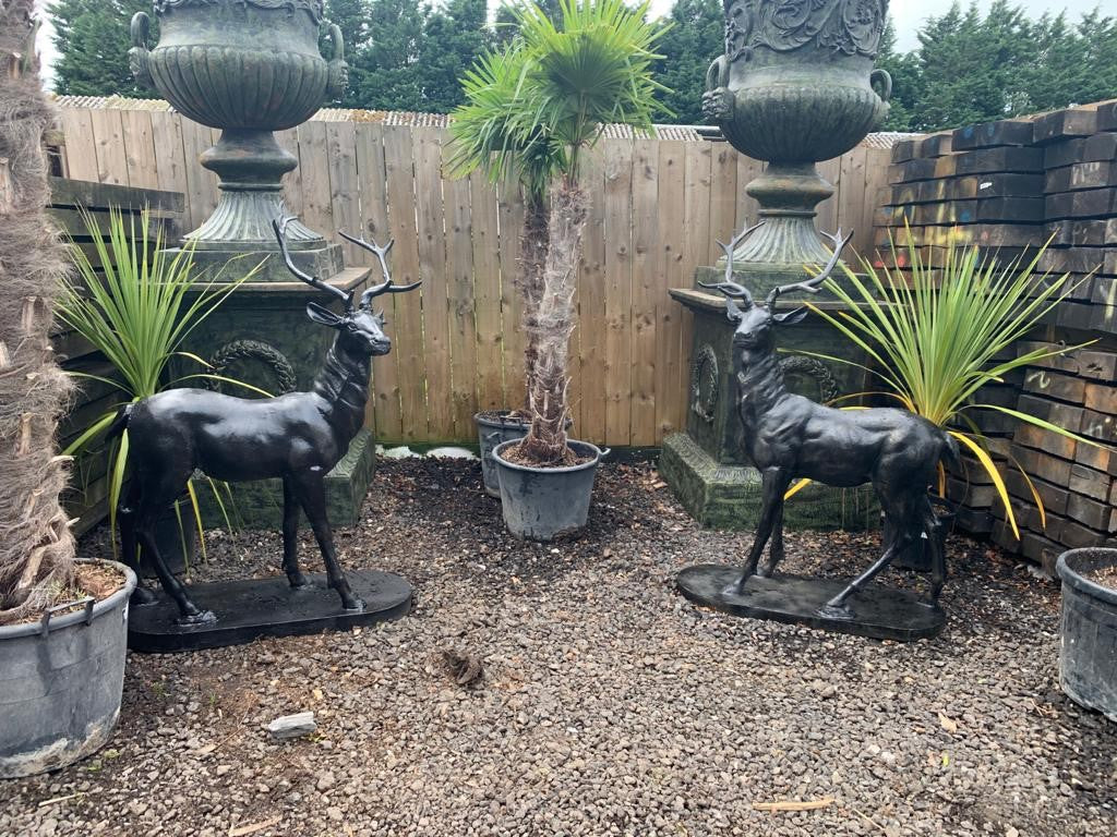 Pair of Matching Cast Iron Stags