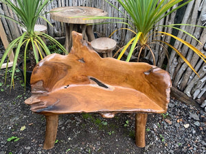 Unique Highly Polished Teak Root Wood Bench – John Cowell Limited