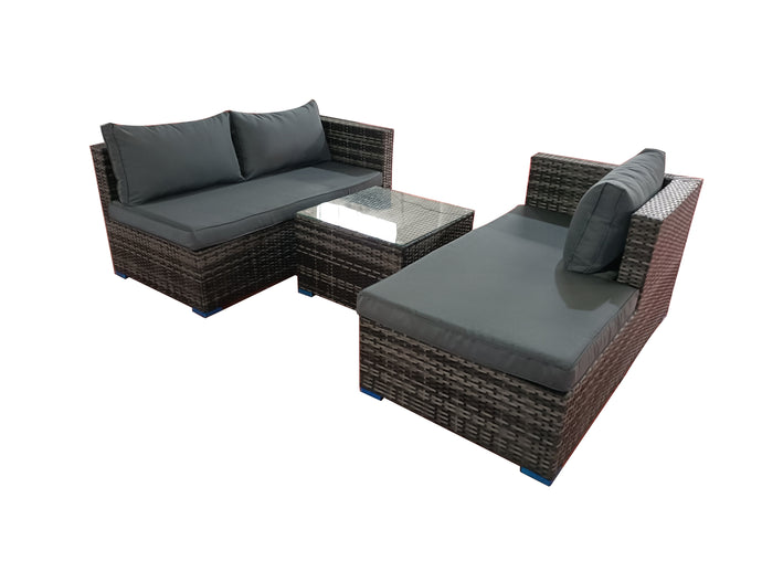 3 Piece Grey Rattan Outdoor Furniture Set