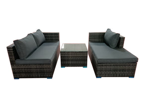 3 Piece Grey Rattan Outdoor Furniture Set