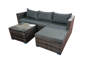 3 Piece Grey Rattan Outdoor Furniture Set