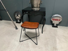 Load image into Gallery viewer, Vintage Industrial Cross Legged Leather Stool in Tan