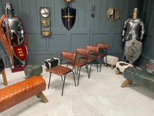 Load image into Gallery viewer, Industrial Vintage Ribbed Leather Dining Chair in Dark Brown