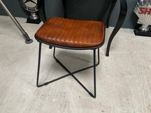 Load image into Gallery viewer, Vintage Industrial Cross Legged Leather Stool in Tan