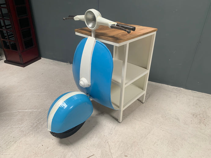 Blue and White Vintage Retro Vespa Side Table