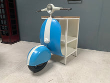 Load image into Gallery viewer, Blue and White Vintage Retro Vespa Side Table