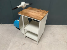 Load image into Gallery viewer, new-boxed-blue-white-vintage-retro-vespa-side-table-unique-furniture-home-design-interior-unusual-shelving-unit-wood-metal-john-cowell-ltd