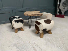 Load image into Gallery viewer, Small Brown/White Cow Hide Pommel Horse/Foot Stool