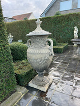 Load image into Gallery viewer, Matching Pair of Classical Stone Composite Ornate Urns