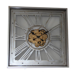 Large Industrial Style Wall Clock With Moving Gears
