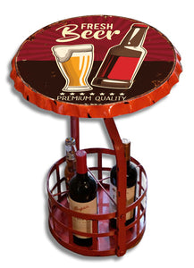 Metal Drinks Table and Wine Holder