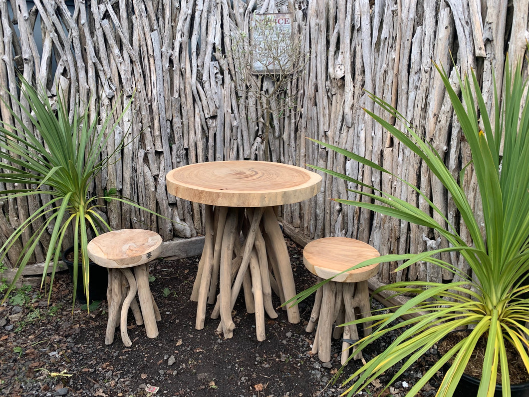 Driftwood Twist Patio Table and Stools