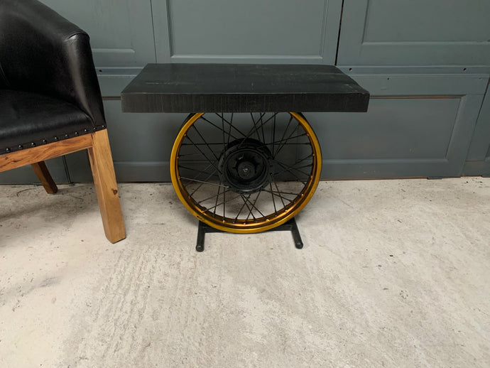 Motorcycle Wheel Side Table