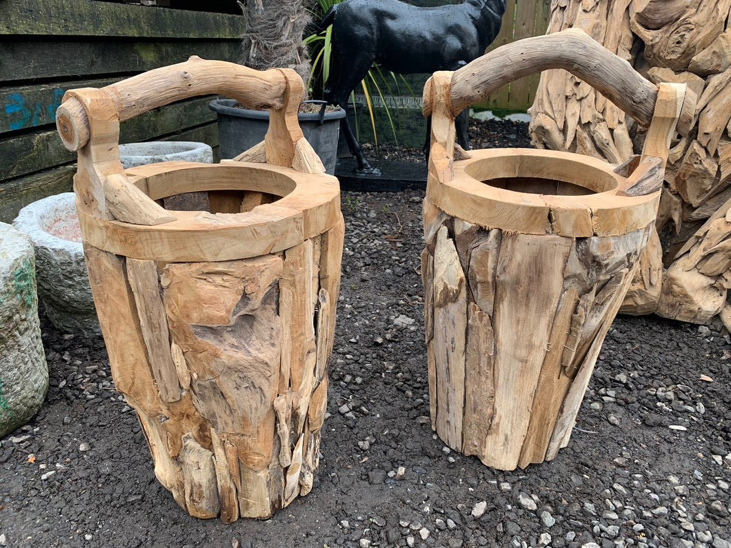 Large Heavy Driftwood Bucket With Handle