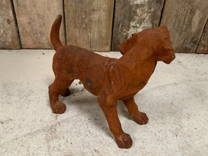 Cast Iron Rusty Dog Statue