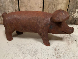 Cast Iron Rusty Pig Statue (Large)