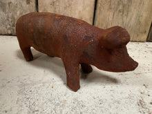 Load image into Gallery viewer, Cast Iron Rusty Pig Statue (Small)