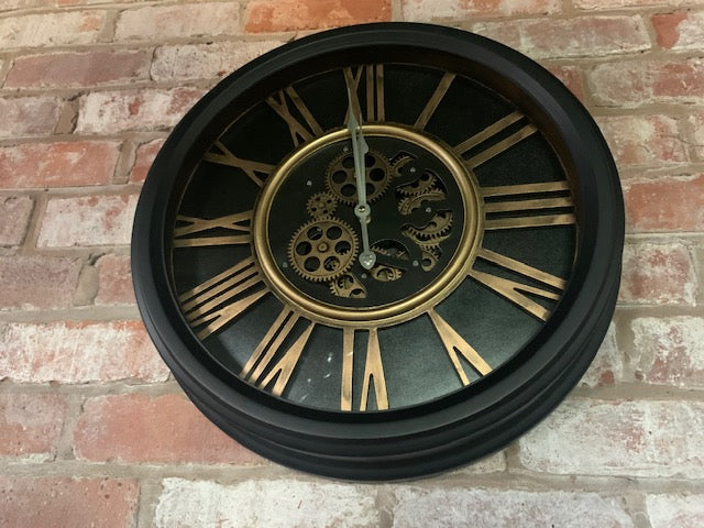 Large Wall Clock with Moving Gears