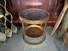 Load image into Gallery viewer, Clock Top Glazed Side Table in Brass Finish