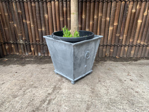 Classic Ornate Steel Planter in Lead Finish