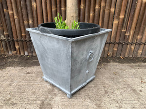 Classic Ornate Steel Planter in Lead Finish