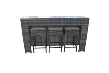 Load image into Gallery viewer, 4 Piece Grey Rattan Bar Table &amp; Stool Set