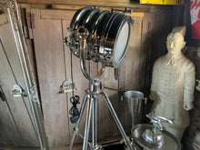 Load image into Gallery viewer, Large Heavy Nickel Tripod Search Light