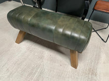 Load image into Gallery viewer, Large Green Leather Pommel Horse/Bench/Foot Stool