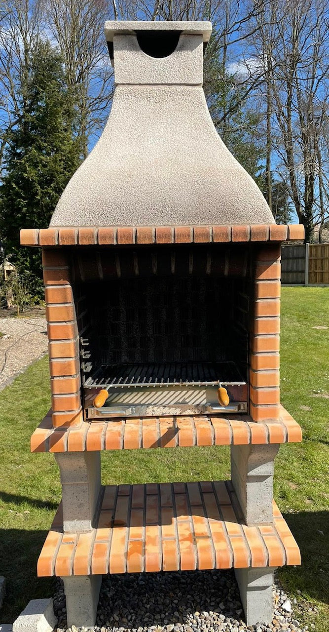Brick BBQ with Chimney – Red Finish 🔥