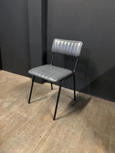 Load image into Gallery viewer, Industrial Vintage Ribbed Leather Dining Chair in Grey