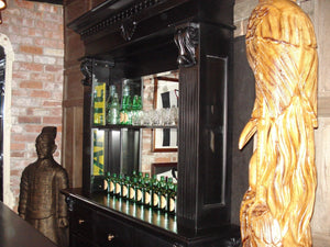 1.5m Black Home Bar - Front Counter & Mirrored Back Bar