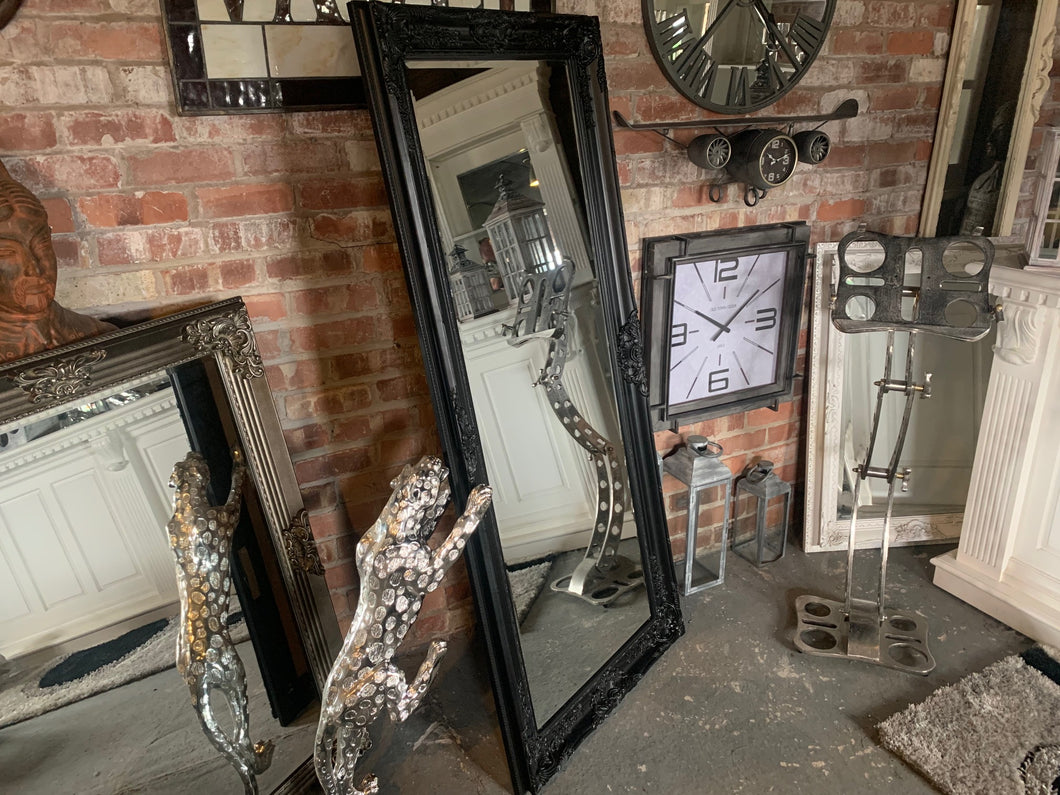 Extra Large Black Ornate French Wall/Floor Mirror