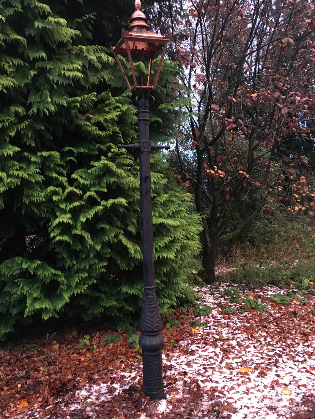 Cast Iron Lamp Post with Copper Top